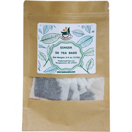 TeadreamTea Ginger Tea Bags - 50 Bleach-Free Tea Bags | Caffeine Free, Antioxidant, Calms Upset Stomach - Strengthen Immune System - Herbal Ginger Tea