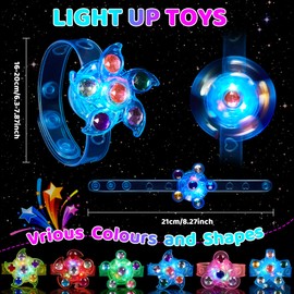 Makorobi 12 Pack LED Light Up Bracelets Party Bag Fillers for Kids Classroom Prizes Glow in The Dark Party Supplies Birthday Easter Egg Hunt Gifts for Kids