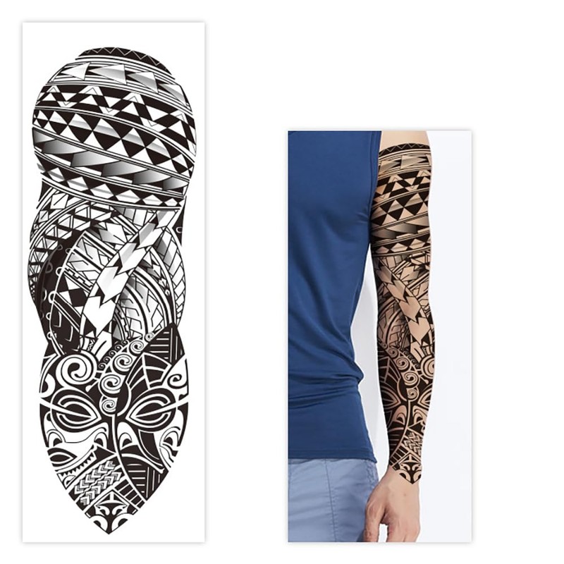Fake Tribal Totem Temporary Sleeve Tattoos for Men Women,4-Sheet