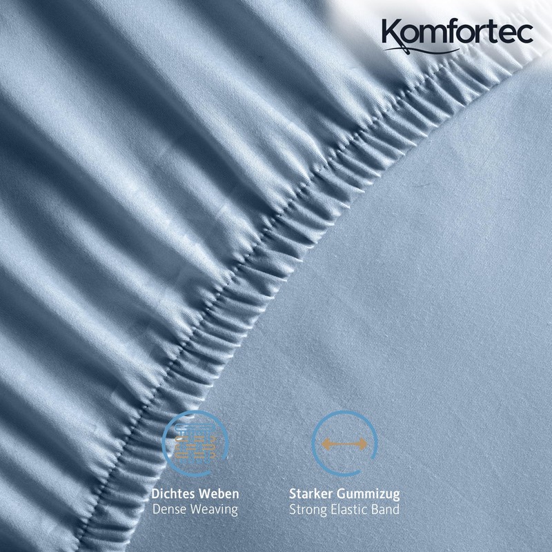 Komfortec Queen Size Fitted Sheet 100% Cotton, 11 inch (30