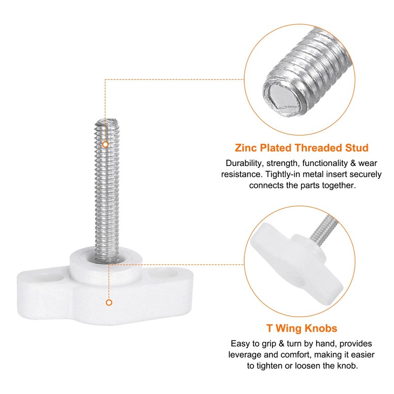 sourcing map 10pcs Tee Wing Knobs Thumb Screws M4 x