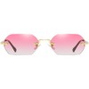 RUNHUIS Retro Rimless Rectangular Sunglasses for Women Men Vintage Hexagon