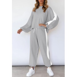 Sovoyontee Women's Jogging Suit Loungewear 2-Piece Lounge Set Sweatsuit Pullover, gray