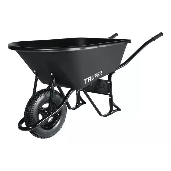 Truper Carretilla Concha Plástica 6 Ft3 Neumática, Bastidor Tubular