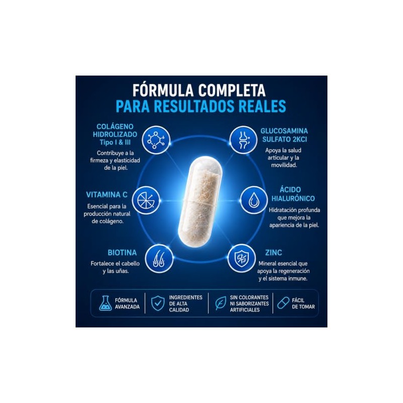 COLÁGENO REFORZADO Fórmula Premium, 60 Cápsulas de 500mg