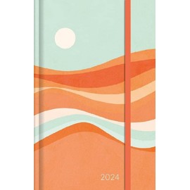 Dominique Vari Summerdream - Weekly Notebook Calendar Small 2024 - Pocket Calendar 9 x 14 cm - with Closure Strap & Folding Pocket - Weekly