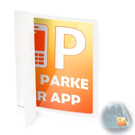 WDFCN Ich Parke Per App Karte Kartenhalter Selbstklebend Auto Wiederabl?sbar Parkvignette Sticker Transparent Fr Windschutzscheibe Auto Aufkleber Fr Privatfahrzeug Firmenwagen Oder Fahrzeuge 9x9cm (1)