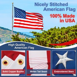 Sturdy American Flag 4x6 Ft Outdoor Heavy Duty,100% Made in USA American Flags ,Non Fading American Flags for Outside 4x6,Embroidered American Flag,4 by 6 America Flags Best High Wind all Weather US Flag,Indestructible America Flag Sewn Stripes and Embro