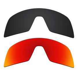 Alphax 2 Pcs Black & Fire Red Polarized Replacement Lenses for Oakley Sutro OO9406 Sport Sunglsses