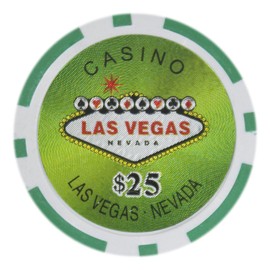 Brybelly Las Vegas Casino Poker Chip Heavyweight 14-Gram Clay Composite – Pack of 50 ($25 Green)