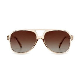 VueLux Vintage Retro Sunglasses Yellow Tinted Glasses Oversized Oversize Sunglasses for Men and Women, champagne