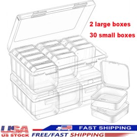 30Pcs Small Bead Organizer Plastic Bead Storage Containers Clear Plastic Storage