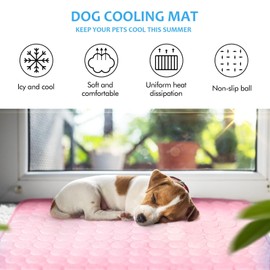 Heflashor Dog Cooling Mat Large 150 * 100cm,Anti-Slip Pet Cooling Mat for Dog And Cat,Non-Toxic Gel Self Cooling Bed,Pets Summer Cooling Mat for Cats Puppy Rabbit Crates & Kennels(Pink)