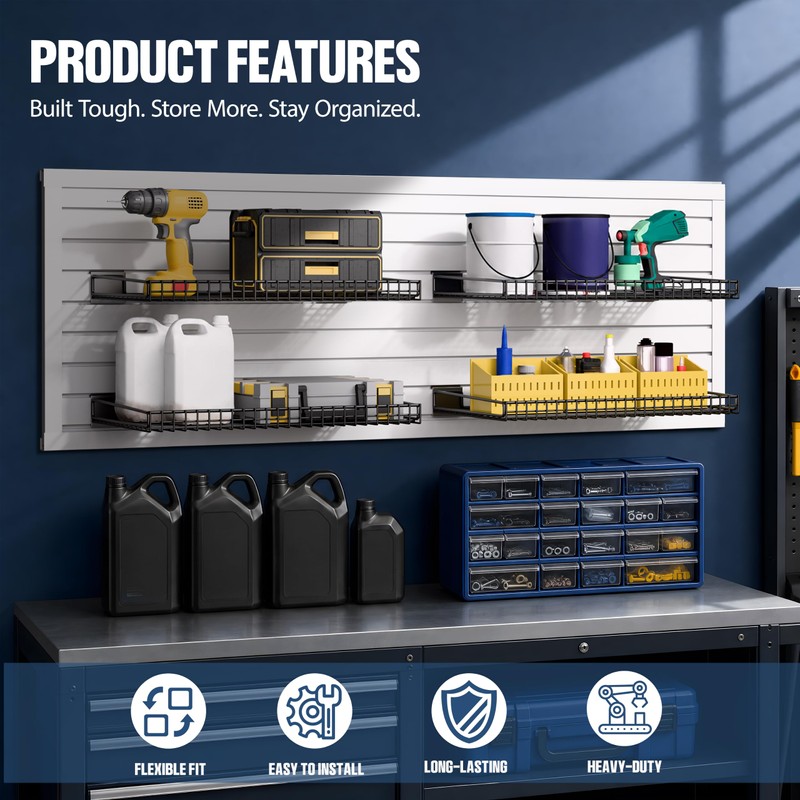 FOFARY 4 Pack Slatwall Shelves 24X12 Inch, Slatwall Accessories Heavy