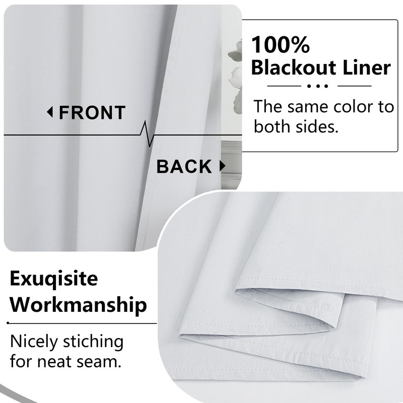 Simplebrand 100% Blackout Curtain Liner for Bedroom, Thermal Insulated Blackout
