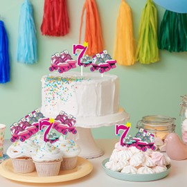 Happy 7th Birthday Roller Skating Cupcake Toppers