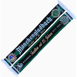 Generisch Mönchengladbach Anniversary Scarf - 125 Years of Tradition - Knitted Scarf, Extra Soft Quality, Green, white, black, gold, red, blue