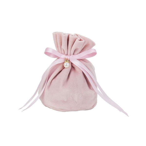 Airssory 10 Pcs 5.5x5 Pink Round Bottom Drawstring Velvet Cloth Gift Pouches Jewelry Bags with Faux Pearl Charm for Wedding Favors, Christmas, Party Favors, Birthday, Giveaways