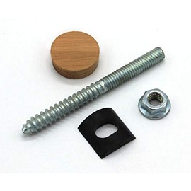 Stair Handrail Bolt Kit - Includes (5) Rail Bolts (3 1/2" x 5/16"), (5) Shoulder Nuts, (5) Plastic Curved Washers, and (5) 1" Cherry Tapered Hardwood Plugs