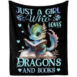 Homieblanket Dragon Blanket for Women Men, Cute Dragon Themed Design Printed Throw Blankets for Teens Adults Lap, Couch Bed, Warm Soft Cozy Blanket, 60"x 80"