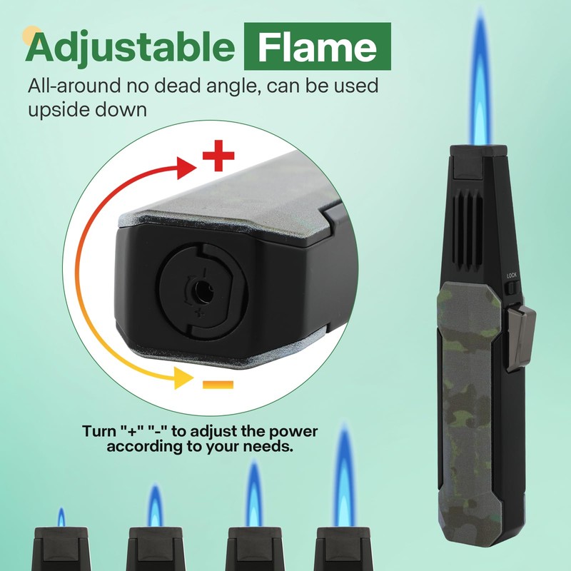 Solar Beam Butane Torch Lighter - Windproof, Adjustable Flame, Refillable,