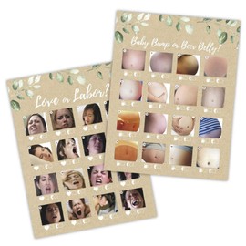 Baby Bump or Beer Belly Game and Love or Labor Game- 30 Cards for Each Game with Answer Keys. Gender Neutral Design Coed Men Women Party Games Baby Shower, Gender Reveal, or Bachlorette Supplies