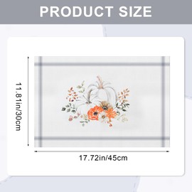 4Pcs Fall Table Runner, Thanksgiving Decorations Indoor, Kitchen Decor Tablecloth, Cute Tablerunners, Pumpkin Decorations Tablecloth, Farmhouse Party Placemat Decor, for Women