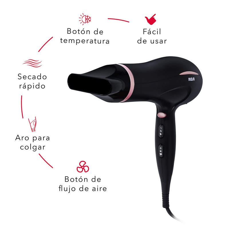 RCA Secadora de Cabello con Boquilla Desmontable RC-P15