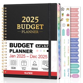 2025 Budget Planner - Monthly Budget Book from JAN 2025 - DEC 2025 with Expense Tracker Notebook, A5 Size (6.4" x 8.3") Bill Organizer & Finance Planner Account Book to Manage Your Finances, Black