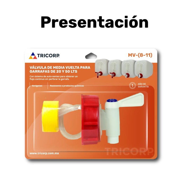 VALVULA DE MEDIA VUELTA CON TAPA 61MM PARA GARRAFA DE