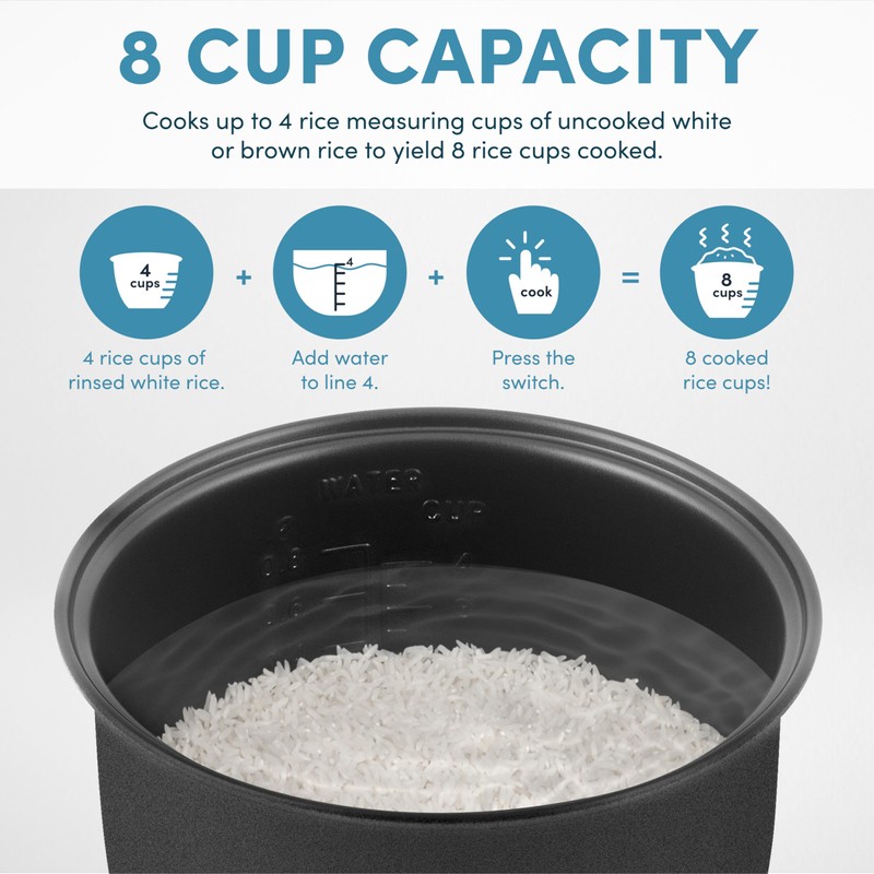 AROMA Digital Rice Cooker, 4-Cup (Uncooked) / 8-Cup (Cooked), Steamer,