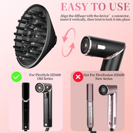 Fabmira Large Diffuser for Shark Flex Style Attachment, 6 Inch Curl-Defining Diffuser Attachment Compatible With Shark FlexStyle HD400 Series, Faster Drying Styling Tool for Wavy, Curly, Coily Hair