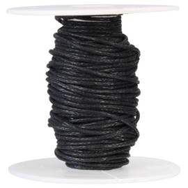 30 Feet - CleverDelights 1mm Waxed Cotton Cord - Black - Crafts Beading Jewelry Necklaces Macramé
