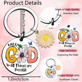 ownmysty Sunflower Christian Keychains for Women Bible Keychain Religious Gifts for Women Sunflower Charm Christian Mothers Day Easter Gifts, 1Pcs