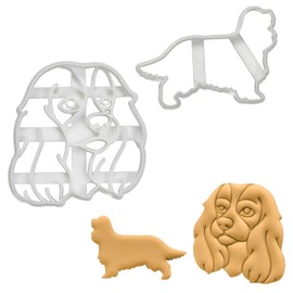 Juego de 2 cortadores de galletas King Charles Spaniel (diseños: silueta y cara), 2 piezas, panadería