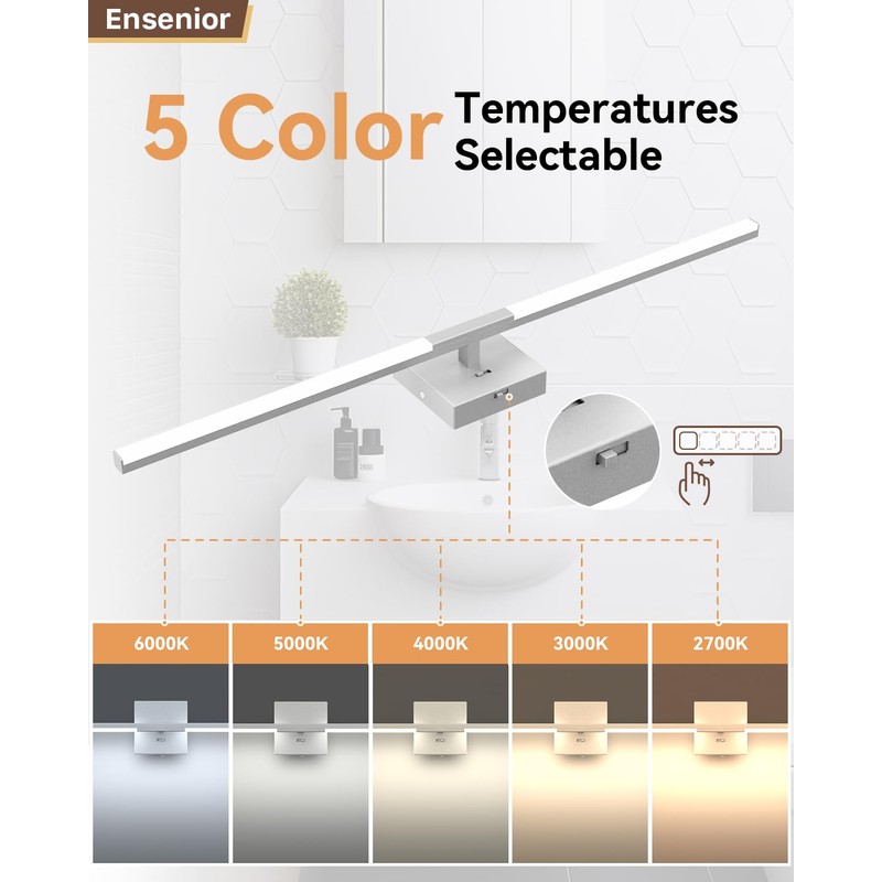 Ensenior Modern Bathroom Vanity Light 32 inch, Built-in Dimmer, 20W