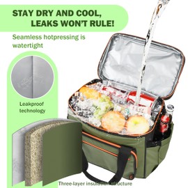 Tirrinia Insulated Cooler Bag-24 Cans Portable Collapsible Soft Sided Ice Chest, Leak-Proof with Zipper Cooler Box for Beach, Drink, Travel, Camping, Picnic