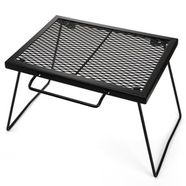 Elsjoy Folding Campfire Grill Grate with Carrying Handle, Portable Camping Grill Over Fire Mesh Grate, Heavy Duty Steel Grate for Outdoor Cooking, Picnic, BBQ