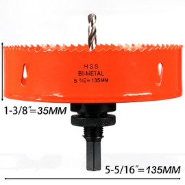 135mm Multi Hole Saw for Wood Cutting, Extra Solid HSS Bi-Metal Drill Bit Circle Cutter for Drywall, Plywood, Fiberboard and Pipe Vent