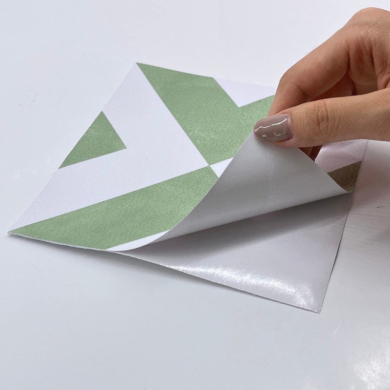 Neukids Sage Green Tile Stickers Textured Kitchen Peel and Stick,