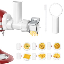 6 IN 1 Gourmet Pasta Attachment for KitchenAid Stand Mixer, Extruder Pasta Maker Attachment with 6 Different Shapes Outlet for KitchenAid Stand Mixer, Pasta Press Outlet Kitchenaid Mixer Accessories