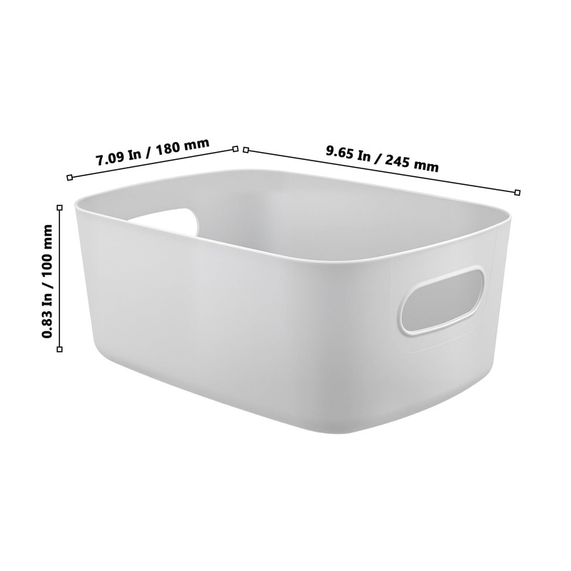 NAMYEUT Pack of 10 Grey Plastic Storage Baskets, 24.5 x