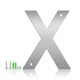 5 Inch Floating House Numbers and Metal Letters for Outdoor Signs, Modern 304 Stainless Steel Silver Address Numbers for Home, Apartment, and Garden Decor (Letter X)