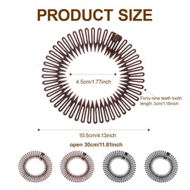 4 Pcs Comb Headband, Stretch Hair Comb Band, Plastic Circle Zig Zag Hairband, Flexible Plastic Circle Comb with Circular Tooth Headband Full Circular Stretch Flexible Hairband PlasticHair Band