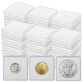 80 Pcs Coin Holders for Collectors, Clear Coin Cases with 5-Size Sponge Gaskets 20/25/30/35/40mm, Plastic Coin Slabs and Coin Protectors for Silver Dollar Collectors Collection Supplies, White