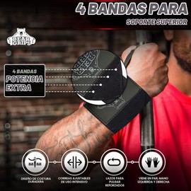 Bear Grips Extra Strength Weight Lifting Wrist Wraps | Wrist Straps for Weightlifting Men and Women | Wrist Support Brace for Wrist Pain Relief, Lift 