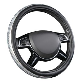 Outlets Steering Wheel Cover,Sporty Glossy Iridescent Reflective Leather Universal Fit Steering Wheel Covers,Fit for 14.5-15 inchs Car,Truck,SUV,sedans(Silver)