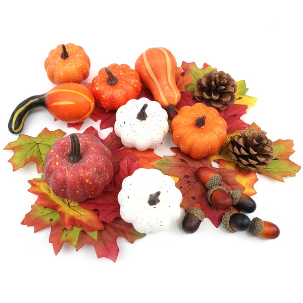 36PCS Mini Artificial Pumpkins Fall Decor Set, Realistic Small Fake
