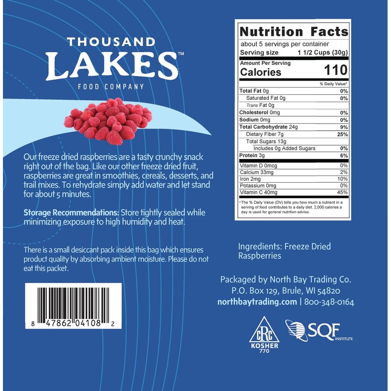 Thousand Lakes Freeze Dried Fruit - Raspberries - Bulk 5.6
