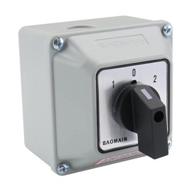 Baomain Universal Rotary Changeover Switch SZW26-20/D202.2D-W with Wider Master Switch Exterior Box 660V 20A 3 Position 2 Phase (3.15"x3.15"x3.7")